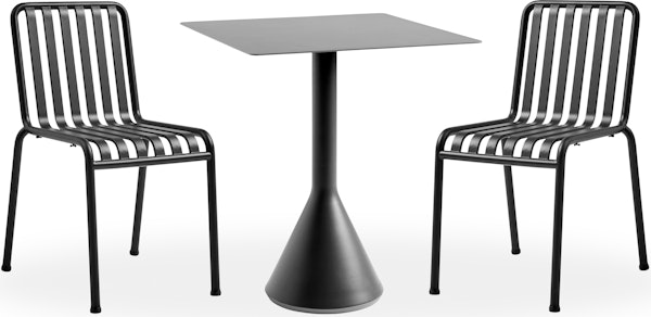 Palissade Cafe Set - Cone Table Square and 2 Side Chairs